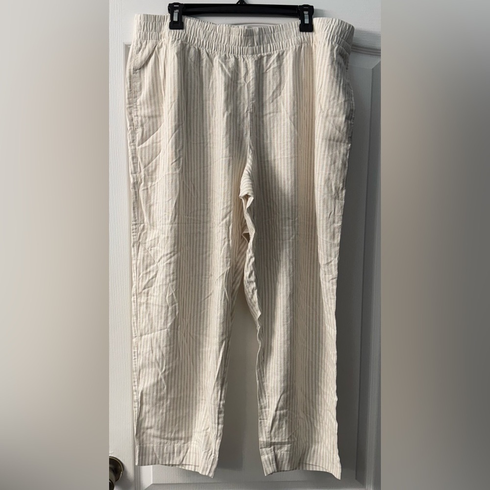Old Navy High Rise Straight Striped Linen Blend - Picture 2 of 10